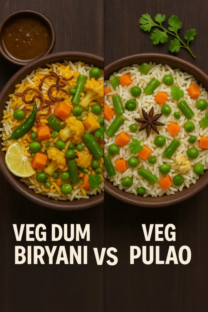 Veg Dum Biryani Versus Veg Pulao